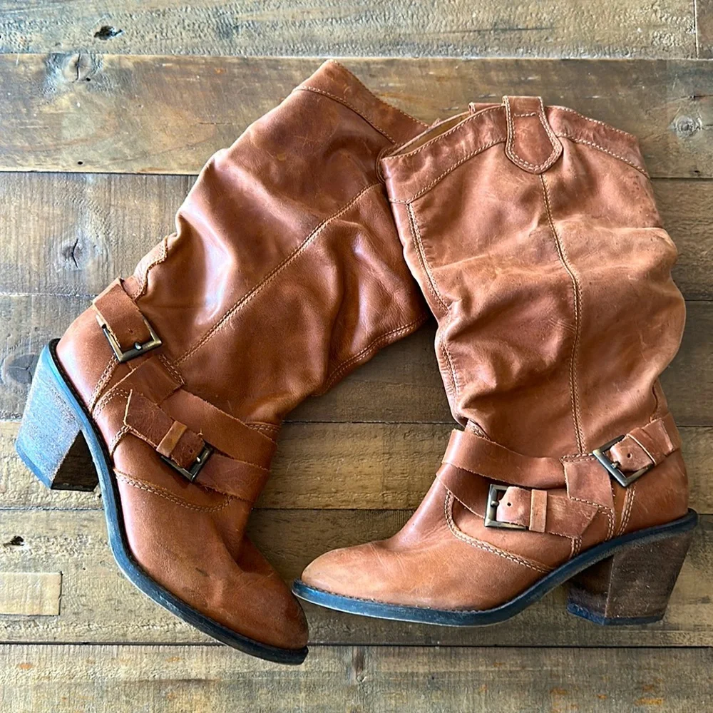Steven Madden Cowboy Boots with Buckle Detail - Picture 1 of 11